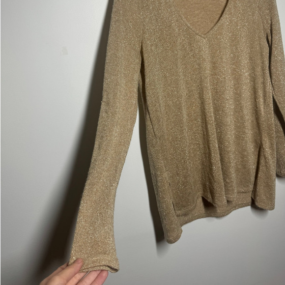 Show Me Your MuMu Women XS Sweater Gold Sparkle Holiday New Year Party Made USA - Picture 3 of 5